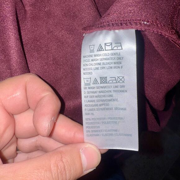 Logo Burgundy Open Front Sweater Jacket Medium Excellent Condition - Picture 7 of 8